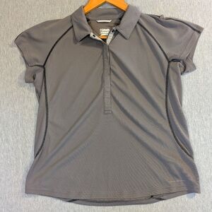 Columbia Titanium Golf Polo Shirt Women's Large Gray Snap Short Sleeve